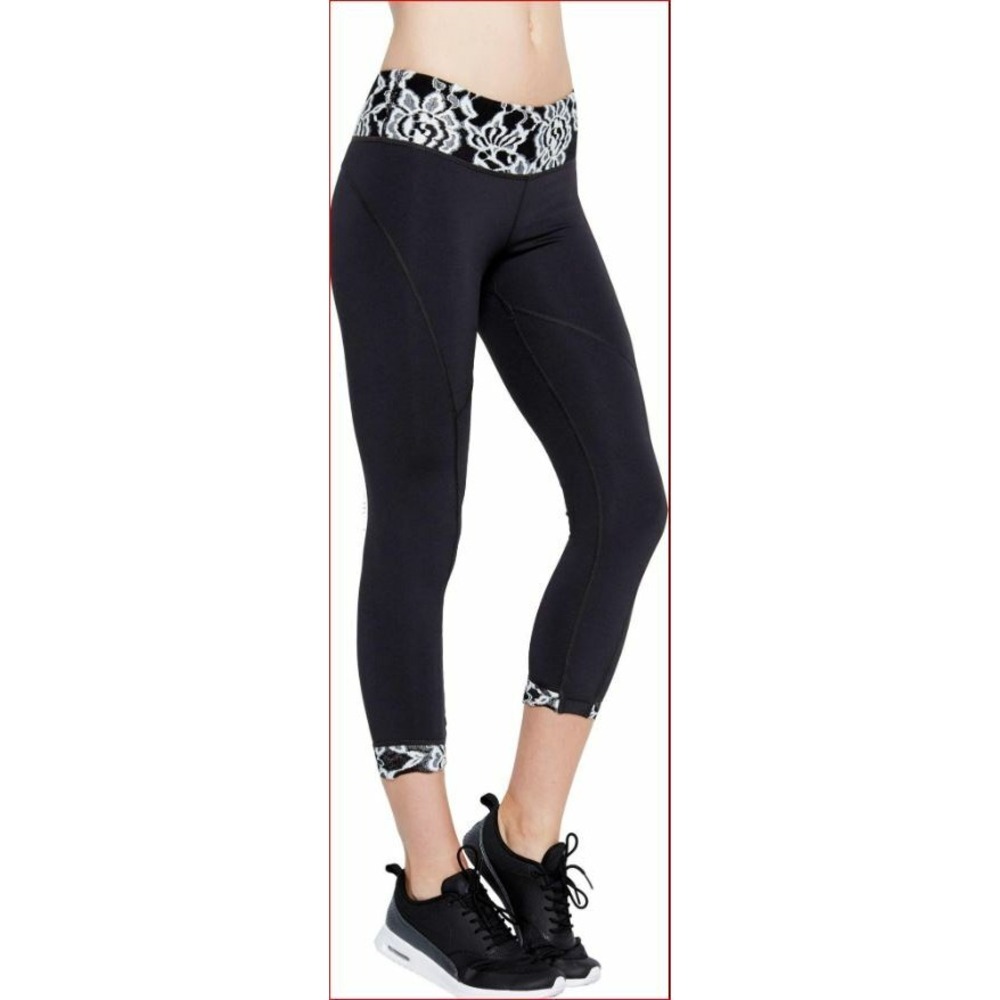 Vimmia women legging Glacier Phythm Capris black USA made sz XXS MSRP $78